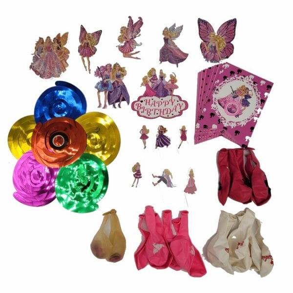 52 pcs princess birthday party supplies pink party decorations (1)
