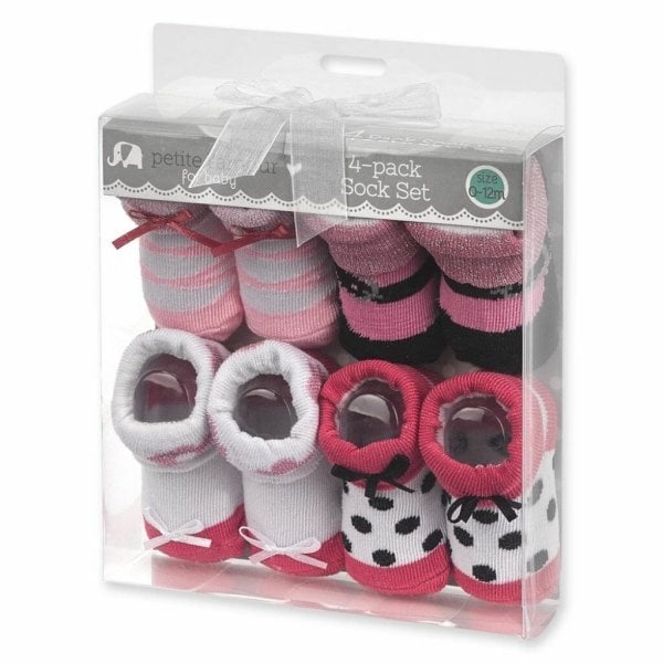 baby booties 4 pack (0 12 months) girls
