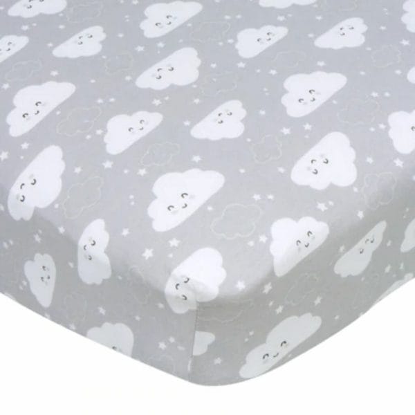 baby neutral clouds fitted crib sheet
