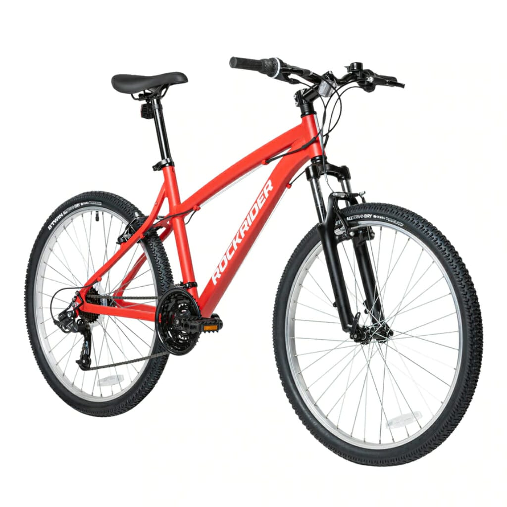 decathlon rockrider st50, 21 speed aluminum mountain bike, 26, unisex, red, medium (1)