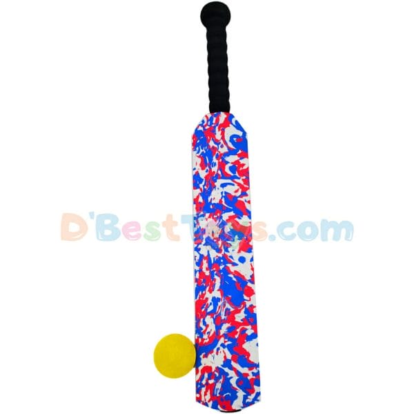 funny toys cricket sport bat and ball – camo red and blue