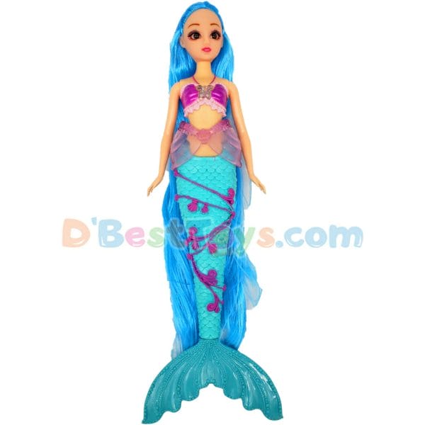 mermaid magic water doll blue hair with green tail wrapped with clams1