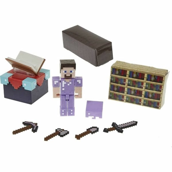 minecraft enchanting room with 3.25 in steve figure & accessories