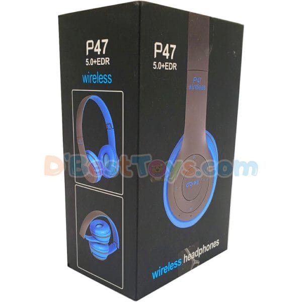 p47 wireless bluetooth headphone blue and black (1)