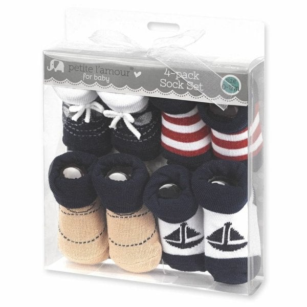 petitelamour baby booties 4 pack (0 12 months)