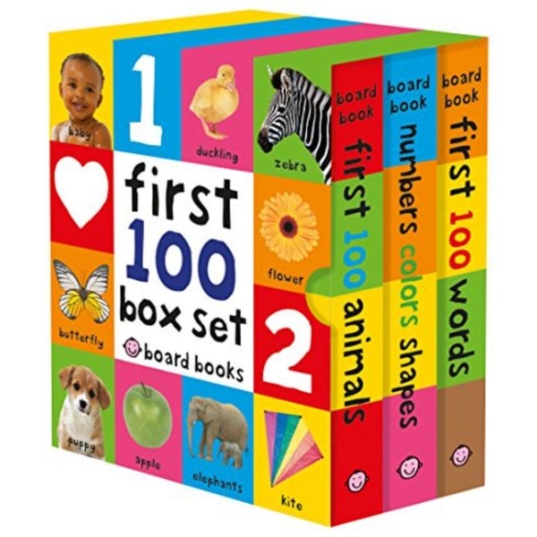 first 100 board book box set 3 books ,first 100 words, numbers colors shapes, and first 100 animals board book