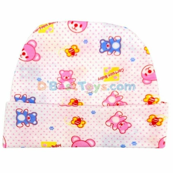 baby pattern cap pink & blue bears