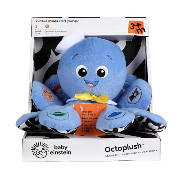 baby einstein octoplush musical octopus stuffed animal plush toy, age 3 month+, blue, 11 6