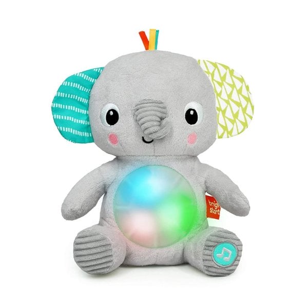 bright starts hugabye baby musical light up soft toy​ newborn+, elephant