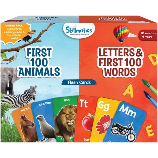 skillmatics thick flash cards combo for toddlers 6 in 1 educational game