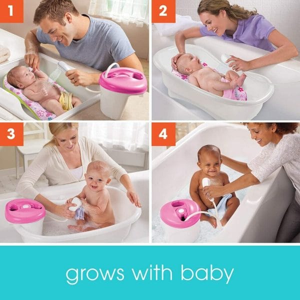 summer newborn to toddler bath center and shower (pink) – bathtub includes four stages that grow with your child 1