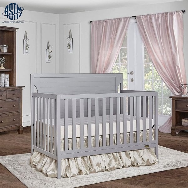dream on me cape cod 5 in 1 convertible crib in pebble grey, greenguard gold certified , 50x30x44 inch3