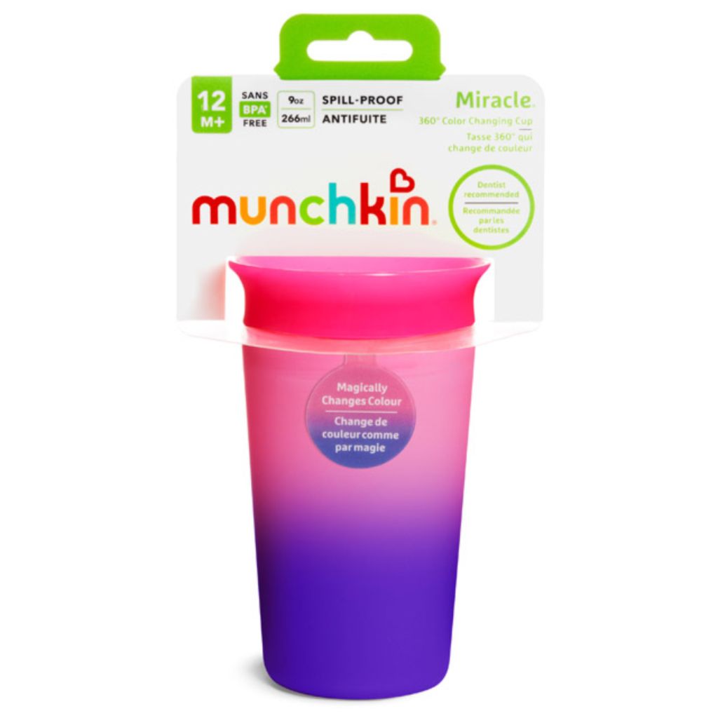 munchkin 9oz miracle 360 color changing cup pink & purple 6