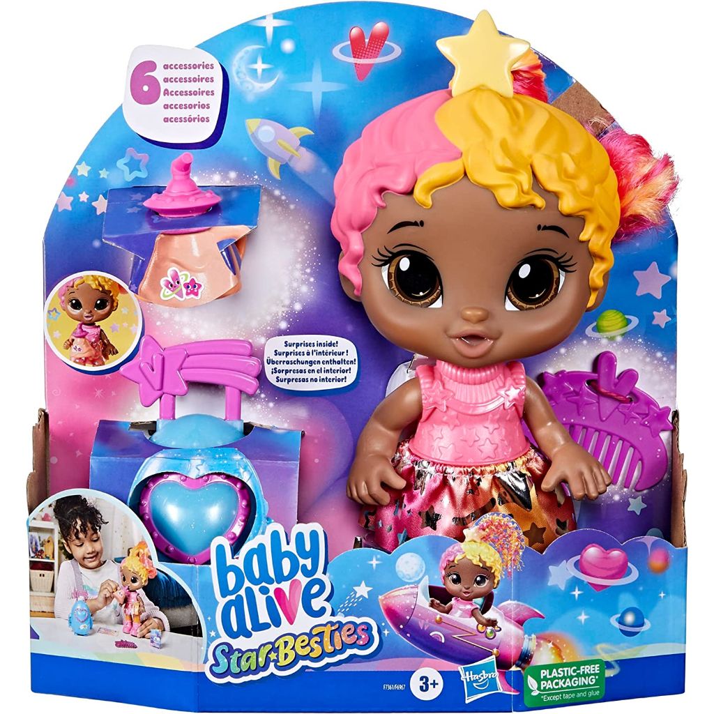 baby alive star besties doll, bright bella, 8 inch space themed doll1