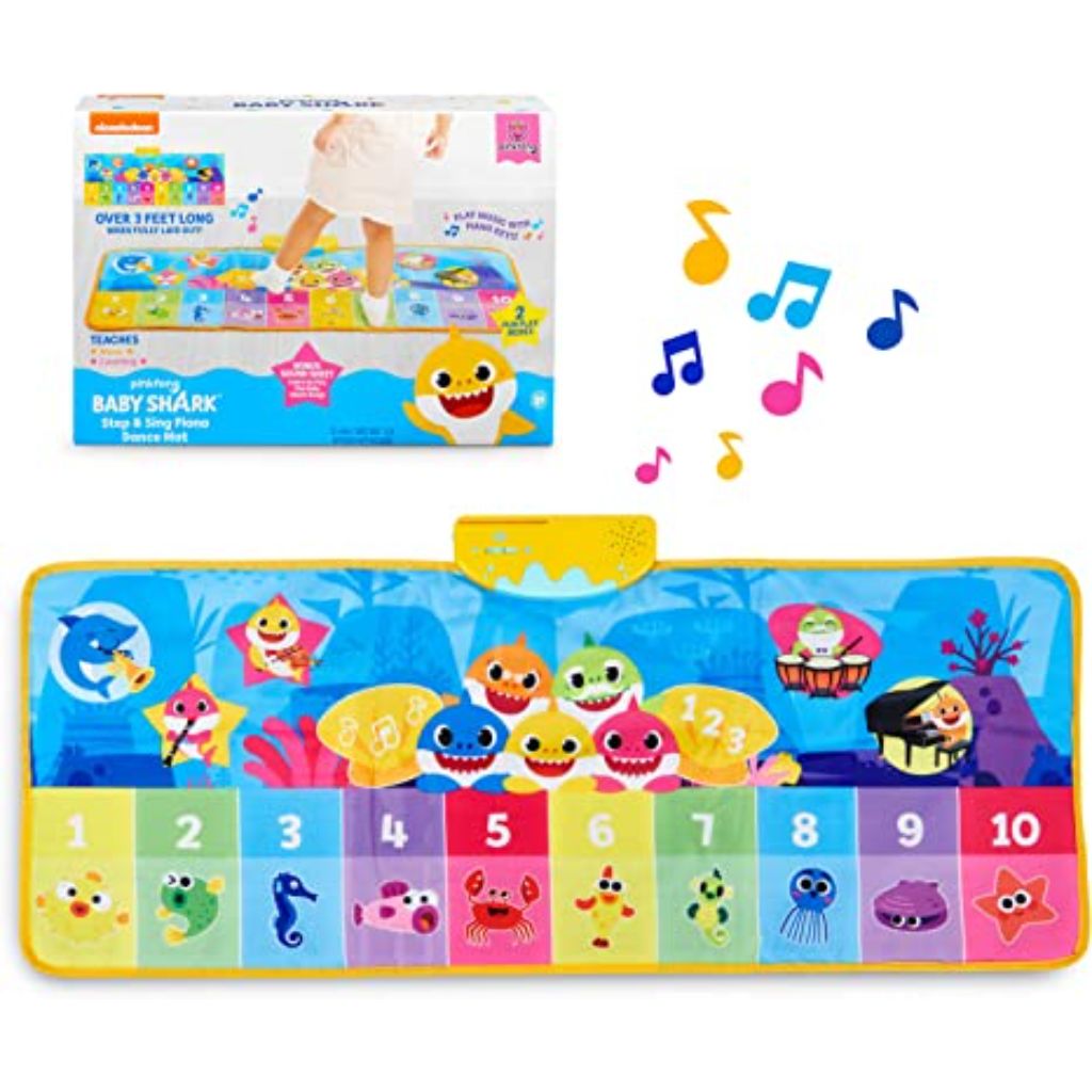 wowwee pinkfong baby shark official step & sing piano dance mat, multicolor