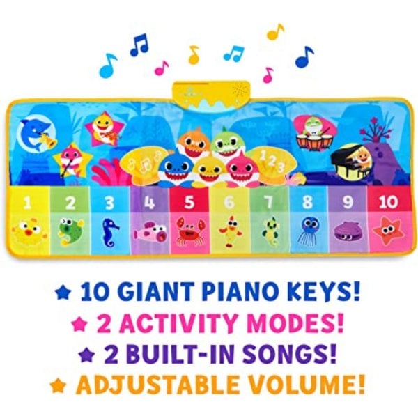 wowwee pinkfong baby shark official step & sing piano dance mat, multicolor2