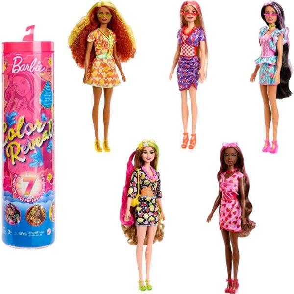 barbie color reveal doll & accessories, scented sweet fruit series