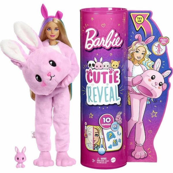 barbie cutie reveal doll with bunny