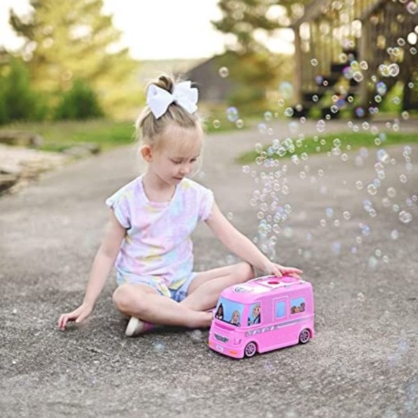 barbie dream camper bubble machine vehicle toy with lights and sounds for kids 5