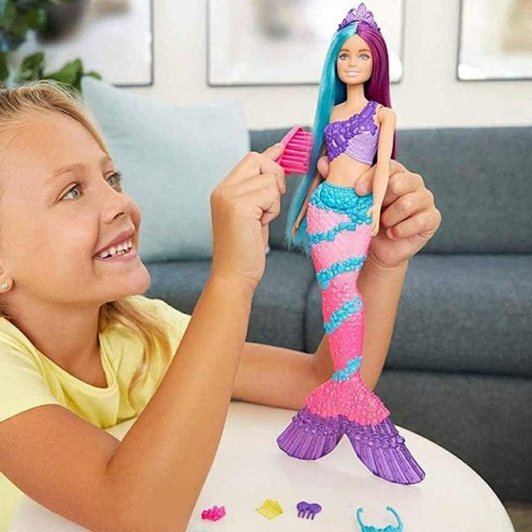 barbie dreamtopia mermaid doll (13 inch) with extra long two tone fantasy hair7