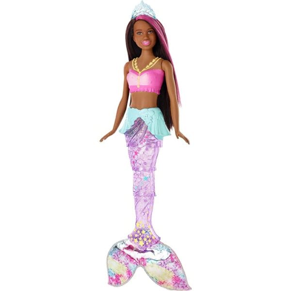 barbie dreamtopia sparkle lights mermaid with brunette & pink hair1