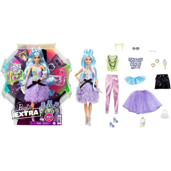 barbie extra doll & accessories set with mix & match pieces for 30+ looks1