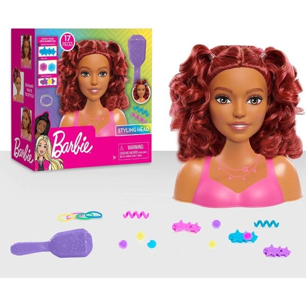 barbie small styling head, brown hair