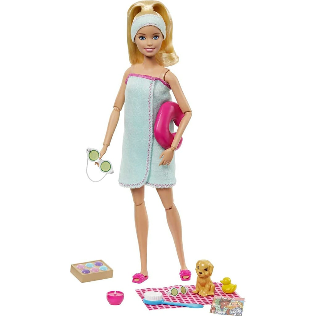 barbie spa doll, blonde, with puppy and 9 accessories1