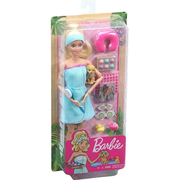 barbie spa doll, blonde, with puppy and 9 accessories6