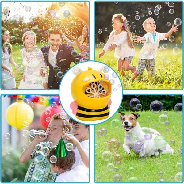joyin bubble machine bee bubble blower 800+ bubbles per minute, automatic bubble machine for kids toddlers boys girls baby bath toys indoor outdoor, cute bubble maker with bubble solution (3)