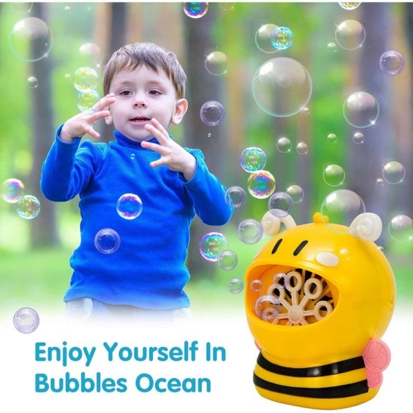 joyin bubble machine bee bubble blower 800+ bubbles per minute, automatic bubble machine for kids toddlers boys girls baby bath toys indoor outdoor, cute bubble maker with bubble solution (4)