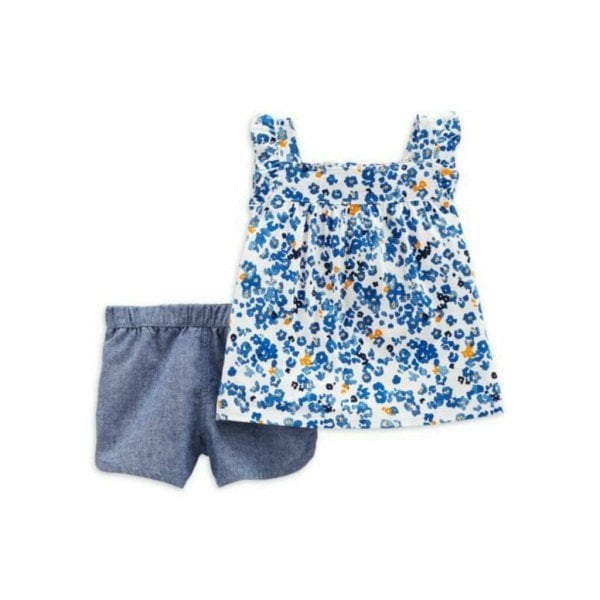 child of mine by carter's baby and toddler girl floral top and chambray short set 1