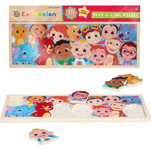 cocomelon play a long wooden puzzle, 15 pieces, recycled wood