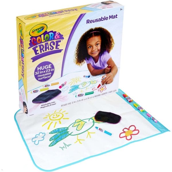 crayola color and erase mat, travel coloring kit, gift for kids