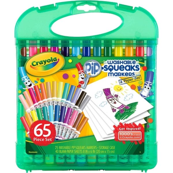 crayola pip squeaks marker set (65ct), washable markers for kids