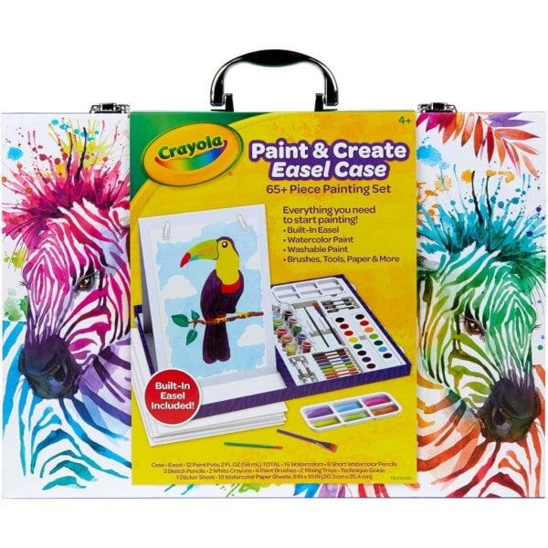 crayola table top easel & art kit (65 pcs), kids painting set