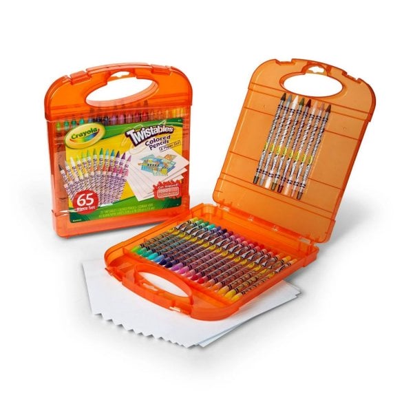 crayola twistables colored pencils set, 25 twistables colored pencils and 40 sheets of paper