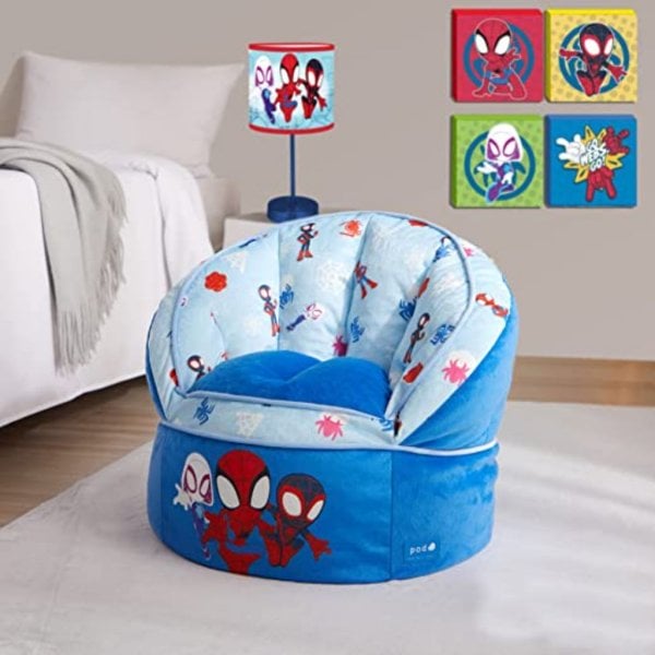 idea nuova marvel spidey and his amazing friends blue round bean bag chair for kids3