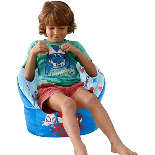 idea nuova marvel spidey and his amazing friends blue round bean bag chair for kids4