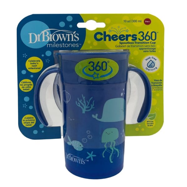 dr. brown's cheers 360 transition cup, 10oz, blue ocean1 (1)