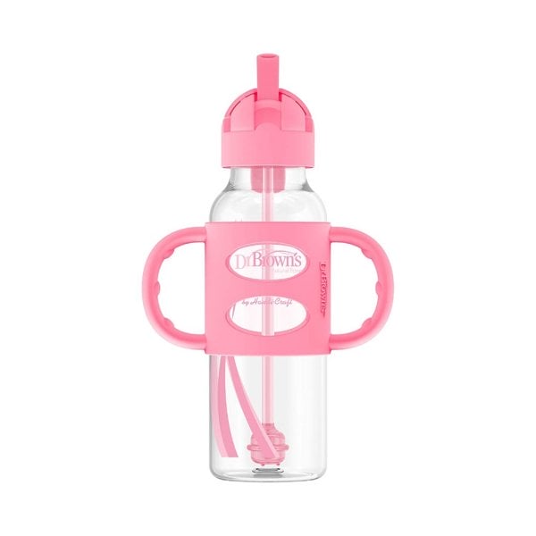 dr. brown’s milestones narrow sippy straw bottle pink (5)