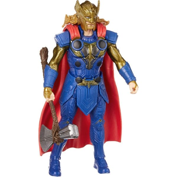 marvel studios' thor love and thunder thor toy, 6 inch scale deluxe action figure with action featur (8)