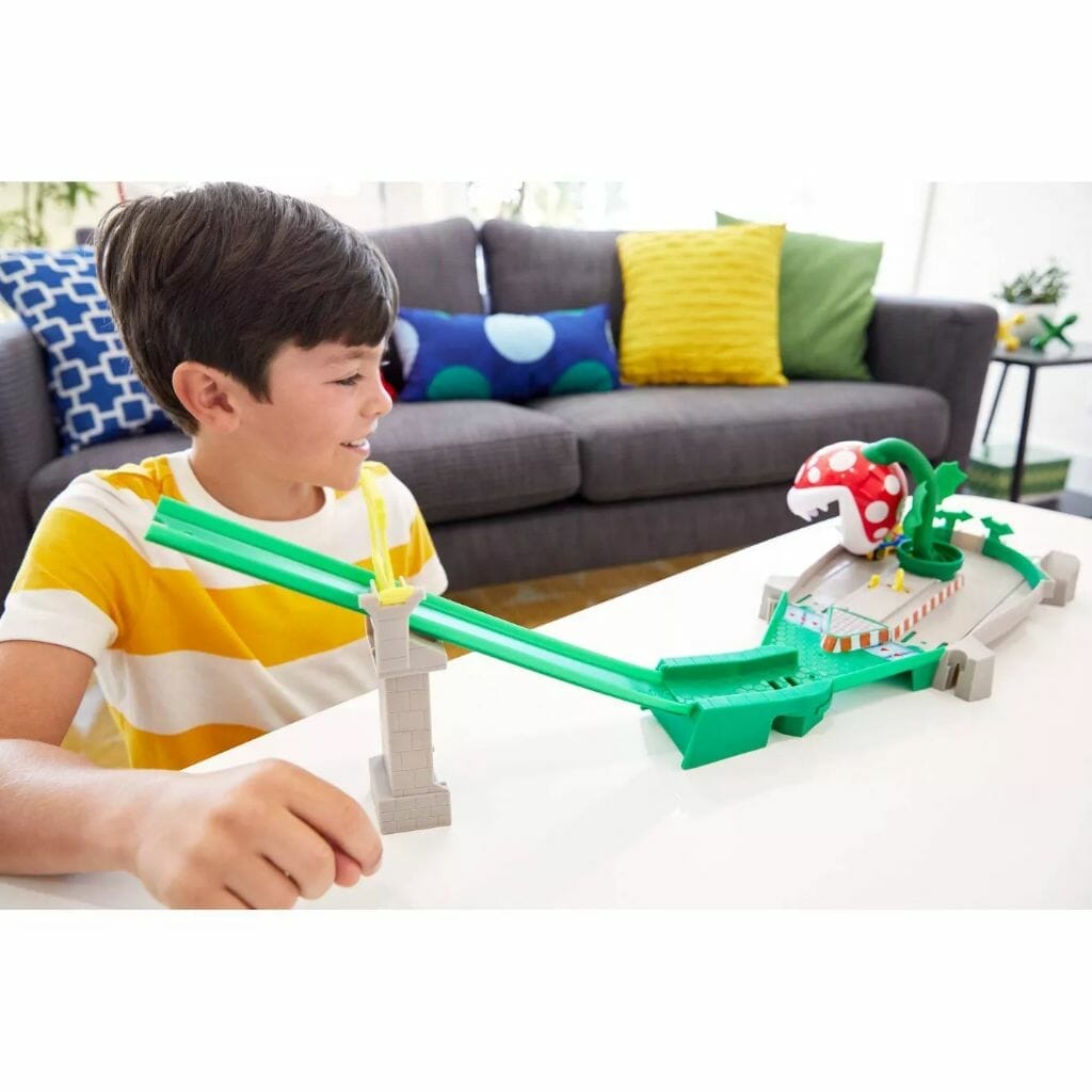 mario kart hot wheels piranha plant slide track set