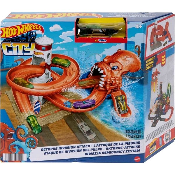 hot wheels track set city octopus invasion attack playset5