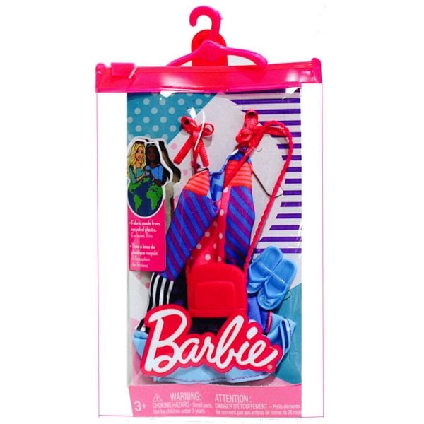 multi pattern outfit and purse barbie clothing set