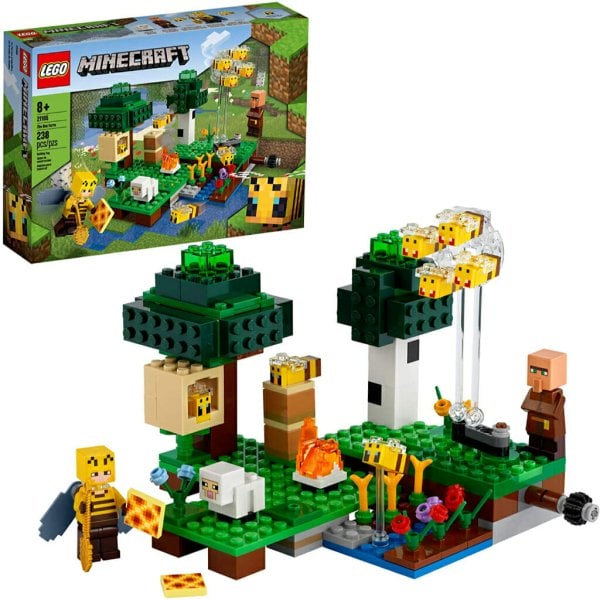 lego minecraft the bee farm 21165 building toy with a beekeeper, bee and sheep figures (238 pieces)1