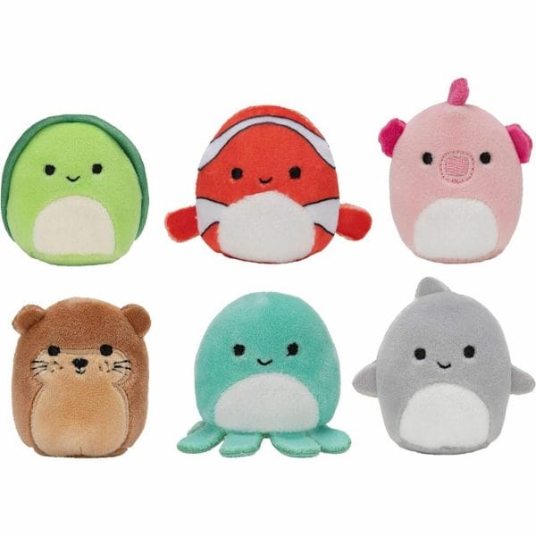 squishville by squishmallows mystery 2inch mini plush sealife squad, 6 pack