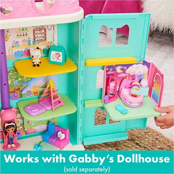 gabby's dollhouse, sweet dreams bedroom with pillow cat figure and 3 accessories, 3 furniture and 2 deliveries (2)