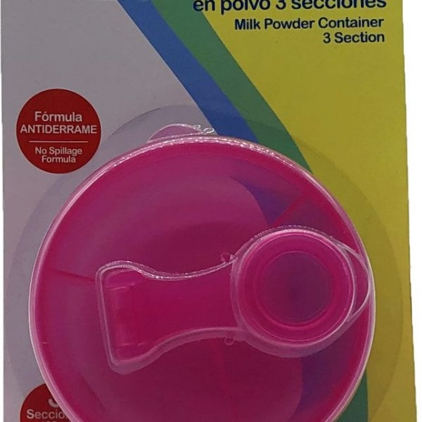 wonder baby 3 section milk powder container, pink