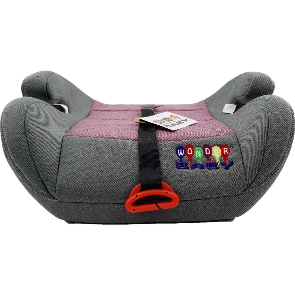 wonder baby backless booster seat, grey and pink1